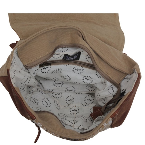 NWT Myra Bag Boho Leather & Canvas Backpack Bag - Picture 6 of 7